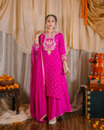 Hot Pink Silk Sharara Set