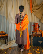 Cocoa & Orange Resham Embroidered Salwar Set - Image 2