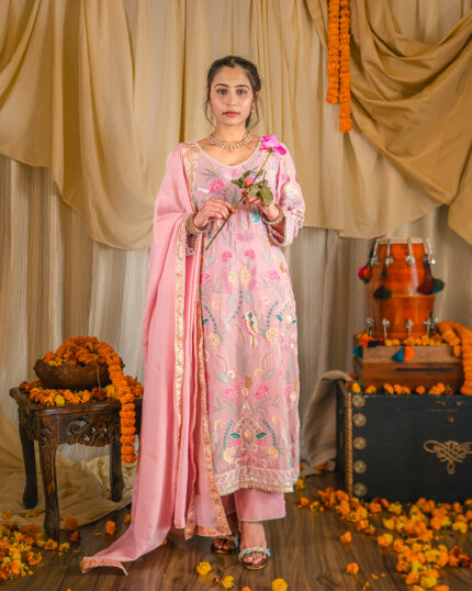 Blush Pink Embroidered Kurta Set