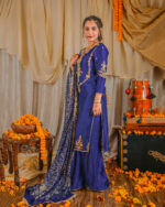 Indigo  Pure Silk & Banarasi embroidered Sharara Set - Image 2
