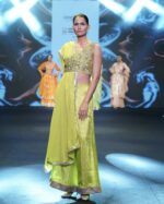 Stylised Lime Green Palazzo Set with Blouse - Image 2