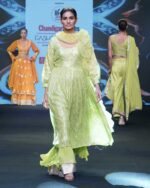 Lime Green Lurex Georgette Anarkali Set