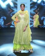 Lime Green Lurex Georgette Anarkali Set - Image 2