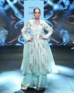 Cyan Blue Lurex Georgette Anarkali Set