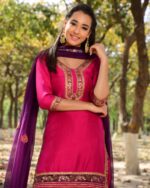 Magenta Pure Silk Salwar Set - Image 2