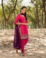 Magenta Pure Silk Salwar Set - Image 3