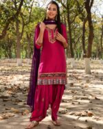Magenta Pure Silk Salwar Set - Image 4
