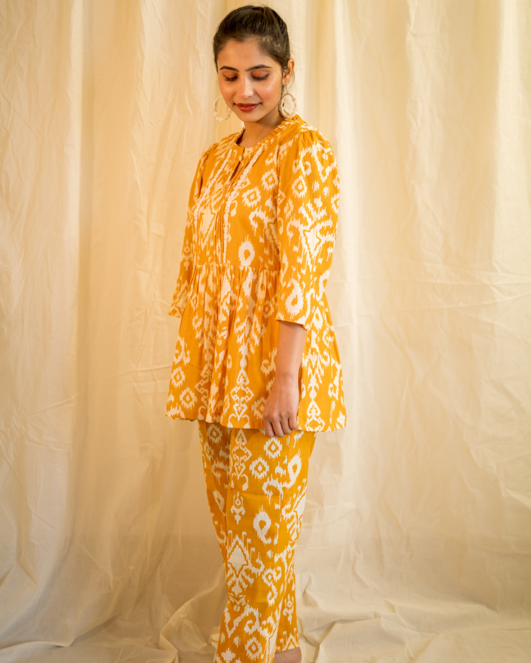 Untitled design - 2024-02-19T175351.285 mustard ikkat co-ord set - Image 1
