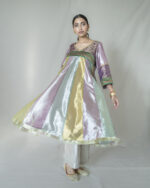 Multi-Coloured Tissue Zari Anarkali Set - Image 2