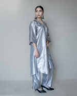 Steel Grey Tissue Zari Palazzo Set - Image 2