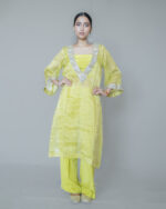 Cyber Lime Pure Silk Tissue Festive Co-Ord Set - Image 3