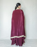 Maroon Kiss Cape-Draped Skirt Set - Image 3