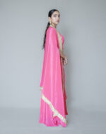 Fuchsia Pink Cape-Draped Skirt Set - Image 2