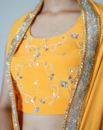 Marigold Orange Cape-Draped Skirt Set - Image 4