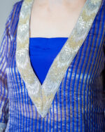 Indigo Purple Pure Silk Tissue Festive Co-Ord Set - Image 4