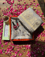 Stone Grey Banarasi Suit Festive & Karva Chauth Hamper - Image 7