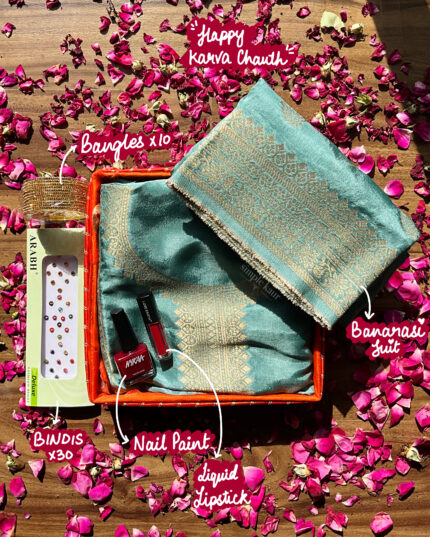 Ocean Green Banarasi Suit Festive & Karva Chauth Hamper