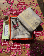 Stone Grey Banarasi Suit Festive & Karva Chauth Hamper