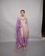 Lavender Heavy Zardozi Kurta Set with Banarasi Dupatta