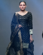 Black Banarasi Kurta Salwar Set - Image 4